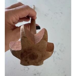 Antique Wood Potato Masher, Primitive Hand Carved - Food Utensil